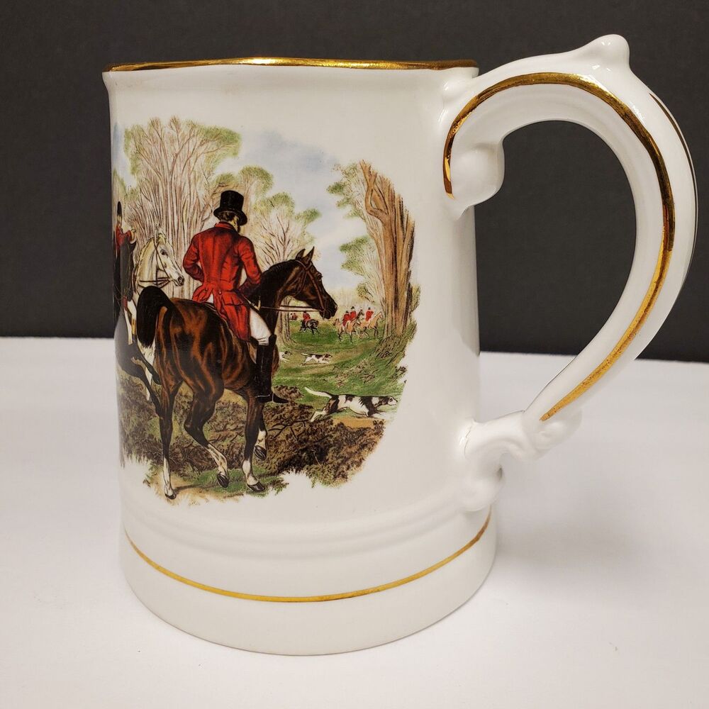 Sheer Elegance Cup Mug Horse Equestrian Hunt Gold Rim England Fine Bone China